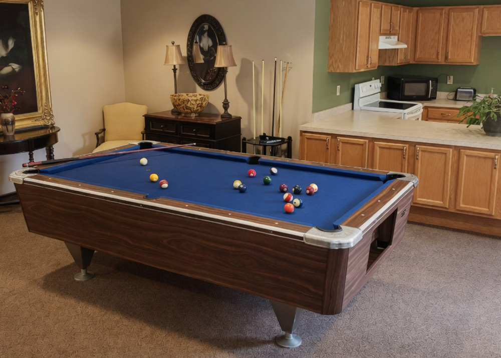 Pool table and activity at the Meadows